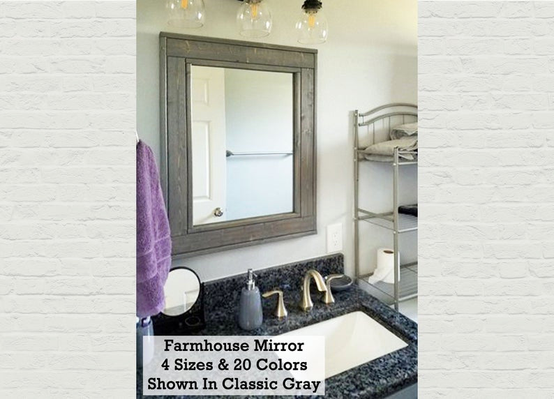 Herringbone Stained Vanity Mirror, Classic Gray, 24"x30", Vertical