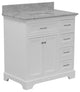 Aria 36" Bathroom Vanity, White, Carrara Marble