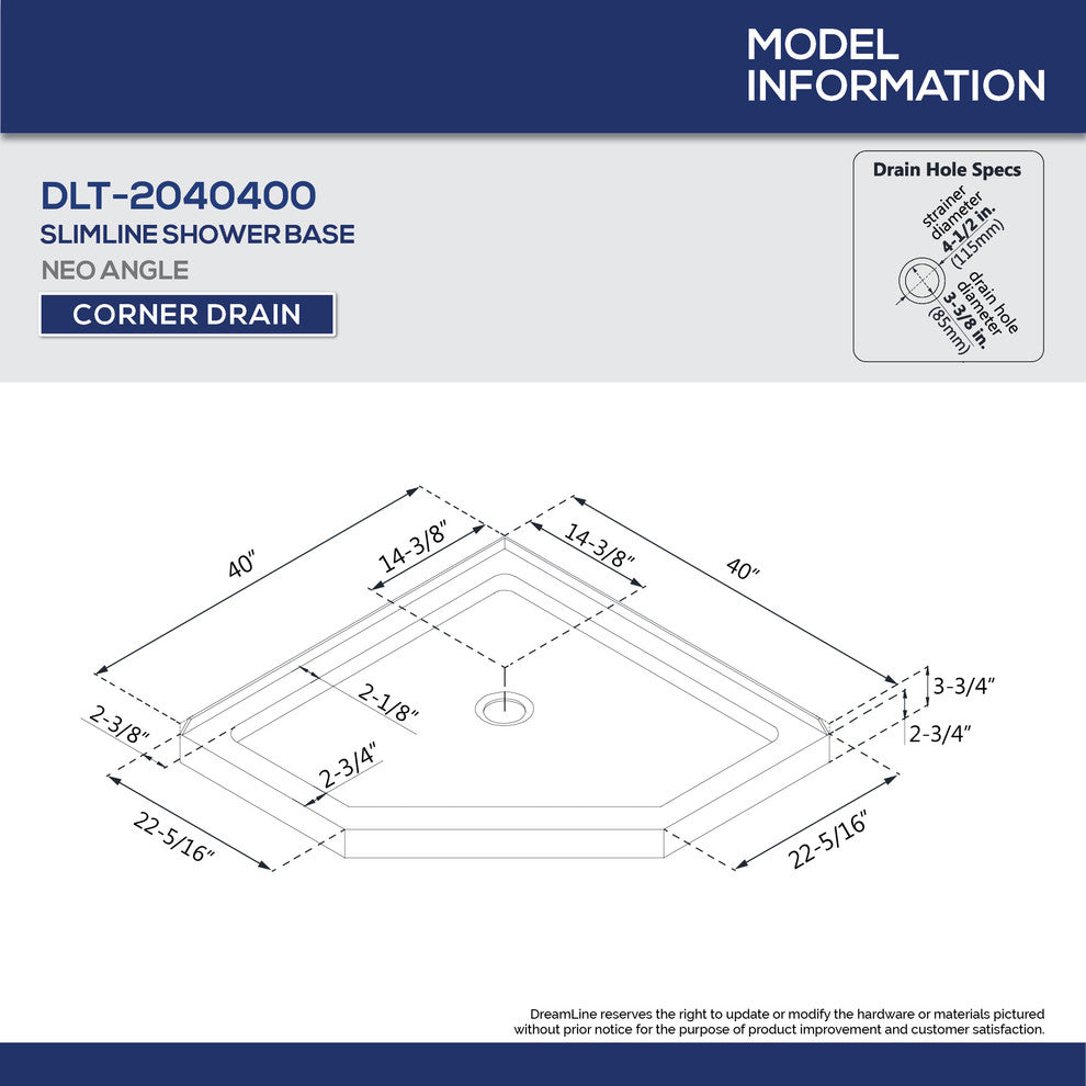 DreamLine SlimLine Neo-Angle Shower Base, DLT-2040400-88, Black