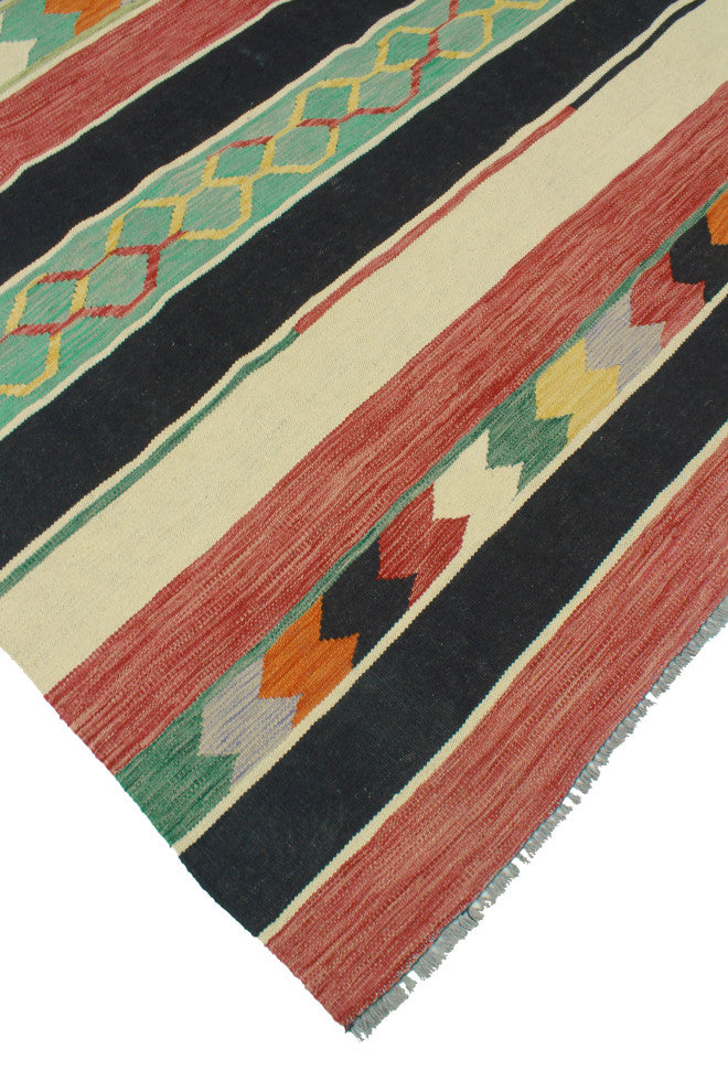 Modern Flatweave Violeta Ivory/Black Rug, 6'6x10'0
