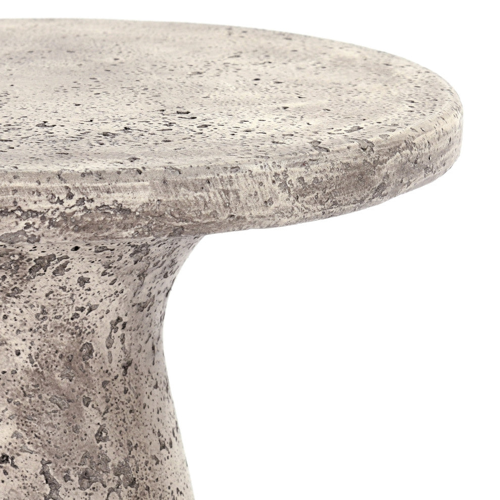 Collins 19" Concrete Outdoor Accent Table by Kosas Home, Light Grey