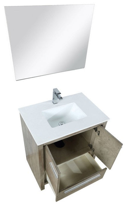 Lafarre Contemporary 30" Rustic Acacia Bathroom Vanity Set, Monte Chrome Faucet
