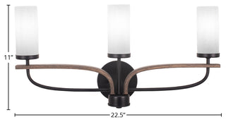 Monterey 3-Light Bath Bar, Matte Black & Painted Distressed, White Muslin