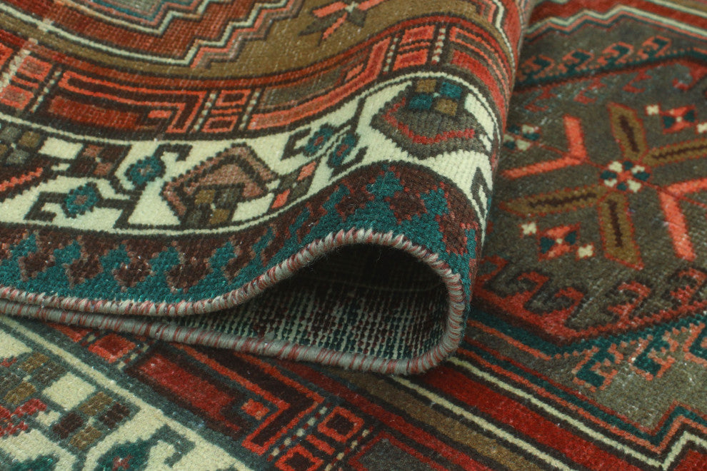 Fine Vintage Distressed Nadide Brown/Ivory Runner, 3'4x10'6