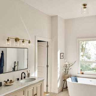 30" 4-Light Vanity Light With Clear Seeded Glass