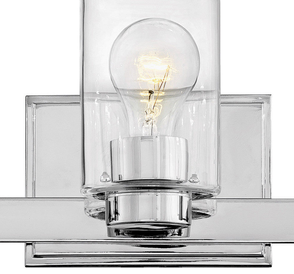 Hinkley Miley Medium Three Light Vanity, Chrome With Clear Glass