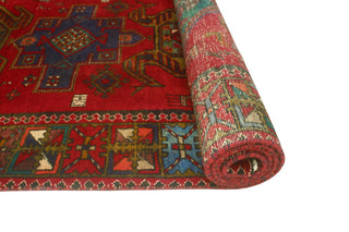 Fine Vintage Distressed Carolina Red/Navy Runner, 3'10x10'10