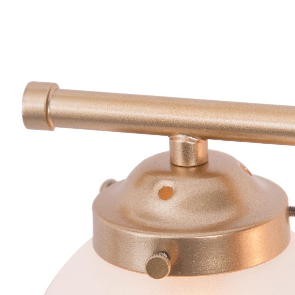 4-Lights Matte Gold and Opal Glass Globe LED Contemporary Vanity Light