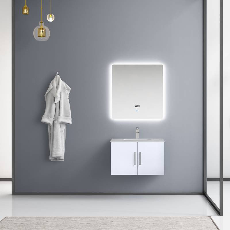 Geneva Transitional Glossy White 30" Single Vanity Set