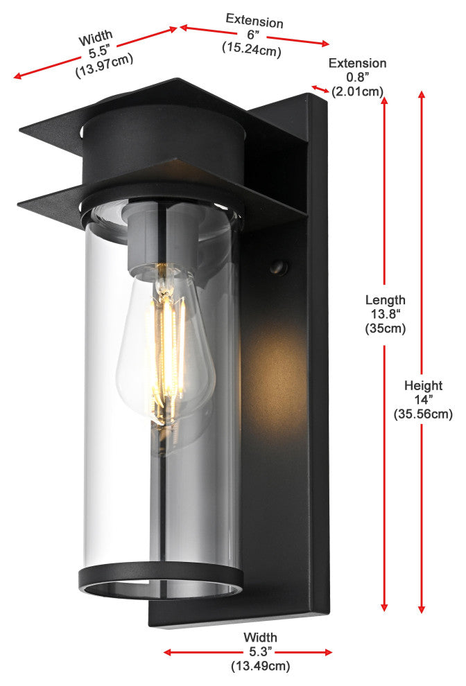 Home Living 5.5" Outdoor Wall Sconce, Black