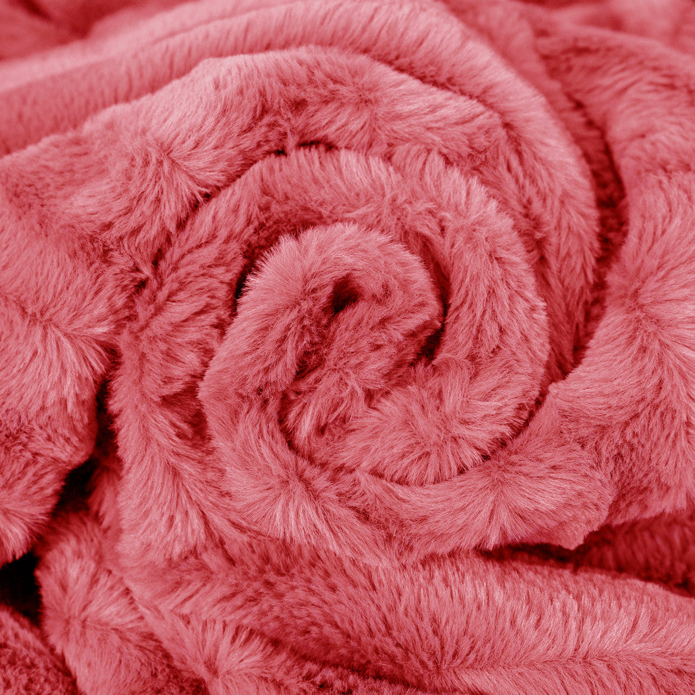 Derby Jumbo Over-Sized Double Sided Faux Fur Throw Blanket, Spice Coral, 60"x80"