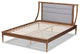 Contemporary Light Grey Fabric Upholstered Wood Full Size Platform Bed