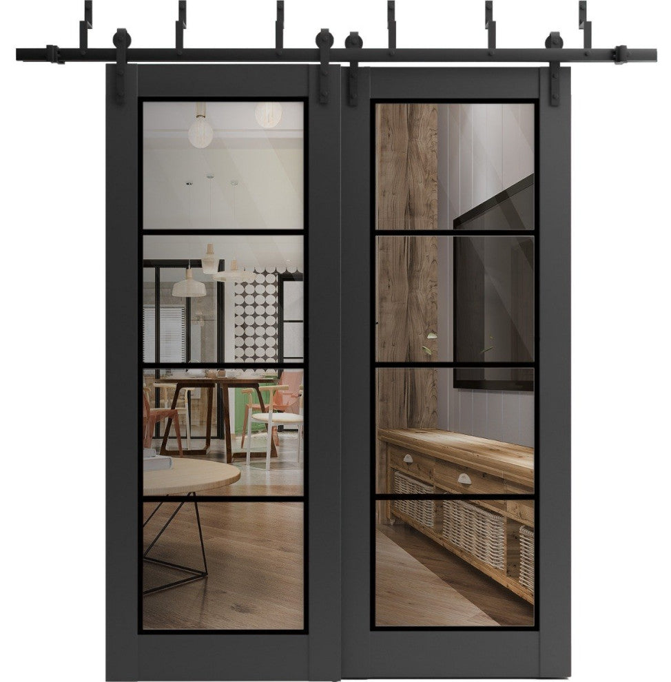 Slab Barn Door Panel 28x80 | Lucia 2466 Matte Black | Sturdy Finished