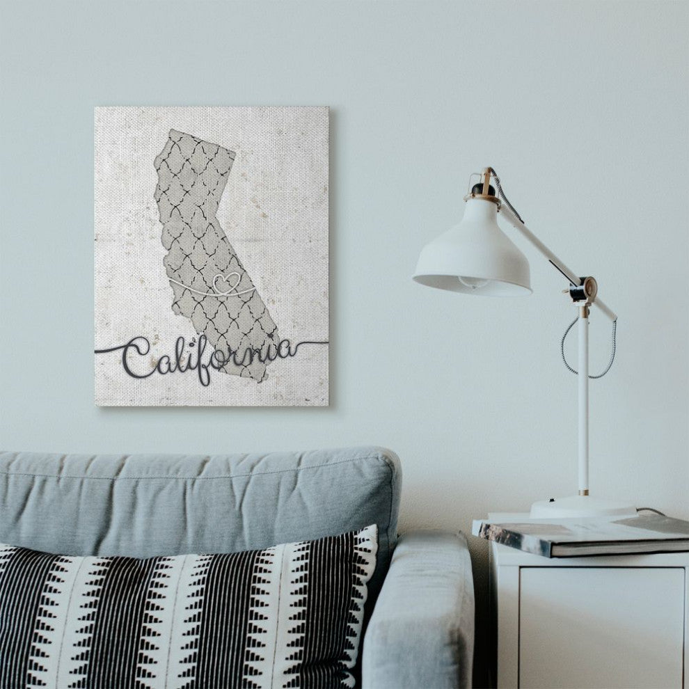 Stupell Industries California Patterned Grey US State Design, 24 x 30