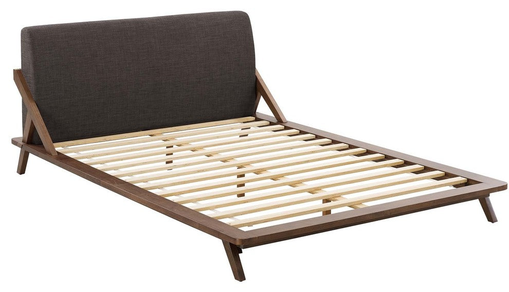 Luella Queen Upholstered Fabric Platform Bed, Cappuccino Brown