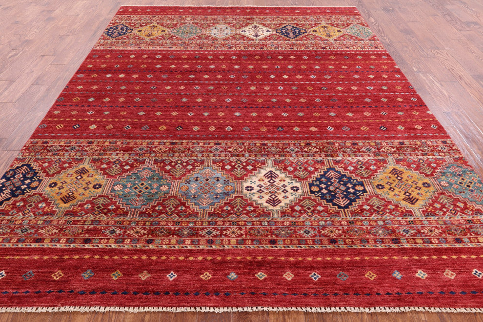 7' 8" X 9' 9" Khorjin Super Kazak Handmade Wool Rug Q5252
