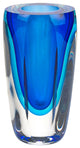 6 Mouth Blown Blue Art Glass Vase