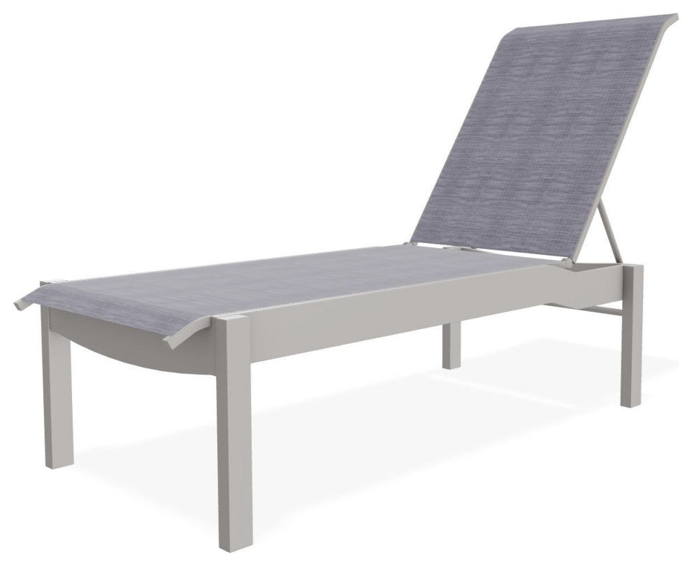 Leeward Sling Stackable Outdoor Chaise Lounge, Brooks/Warm Gray