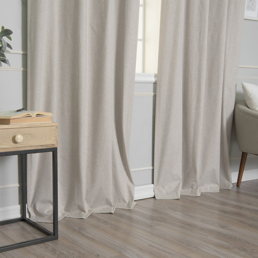 Linen Textured Grommet Thermal Total Blackout Curtains, Natural, 52"x63"