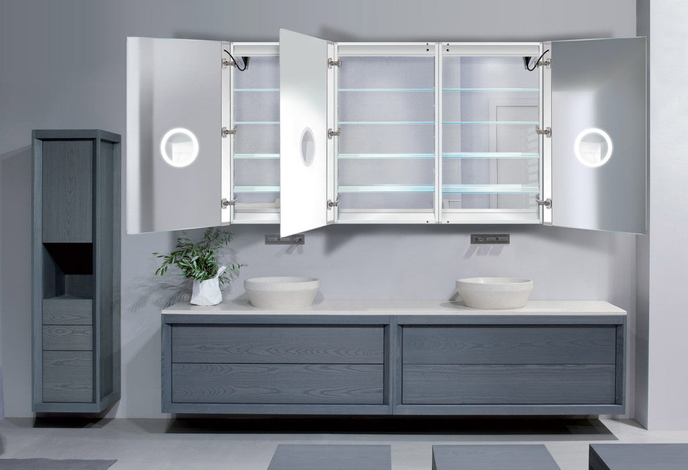 72x42 Recessed Or Surface Mount Medicine Cabinet 12 Shelves, LED, Llr