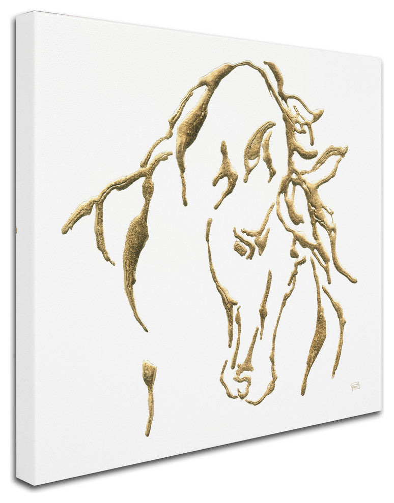 Chris Paschke 'Gilded Stallion on White' Canvas Art, 35 x 35
