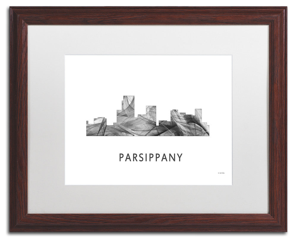 Marlene Watson 'Parsippany Nj Skyline' Matted Art, Wood Frame, White, 20x16