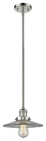 1-Light LED Halophane Mini Pendant, Polished Nickel