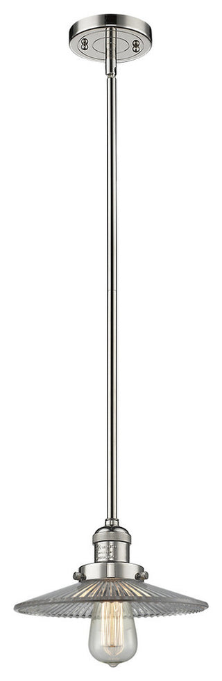 1-Light LED Halophane Mini Pendant, Polished Nickel