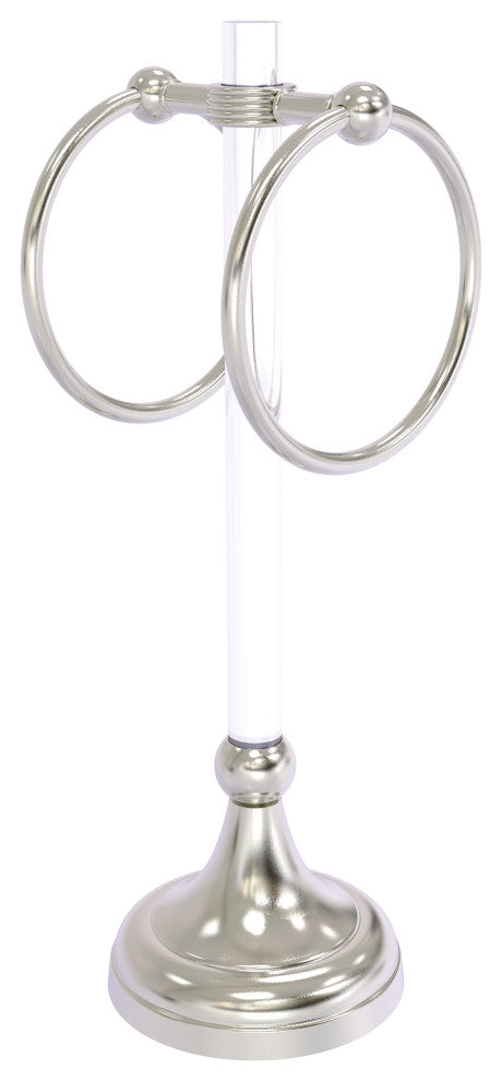 Pacific Grove 2 Ring Vanity Towel Ring with Groovy Accents, Satin Nickel