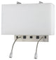Benzara BM226323 Metal Wall Lamp with 2 Gooseneck Reading Lights, White & Silver