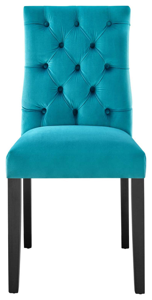Side Dining Chair, Set of 2, Blue, Velvet, Modern, Cafe Bistro Hospitality