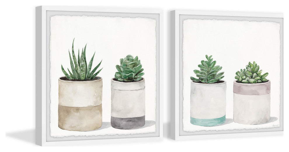 Fleshy Succulent Leaves Diptych, 2-Piece Set, 18x18 Panels