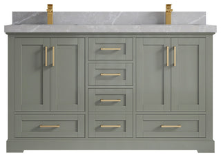 Boston 60 Double Bathroom Vanity in Evergreen 2" Pearl Gray