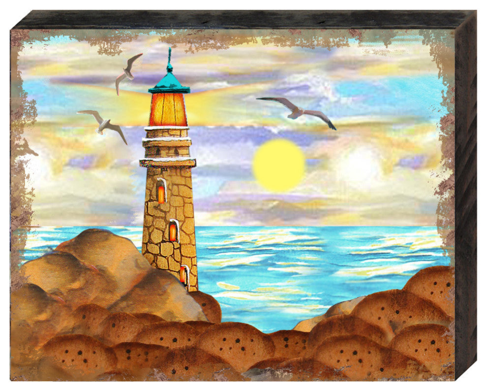 Lighthouse Wooden Block, 36 x 24