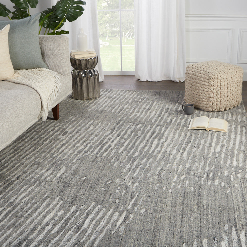 Verde Home by Jaipur Living Stockholm Handmade Striped Gray Rug, 2'6"x10'