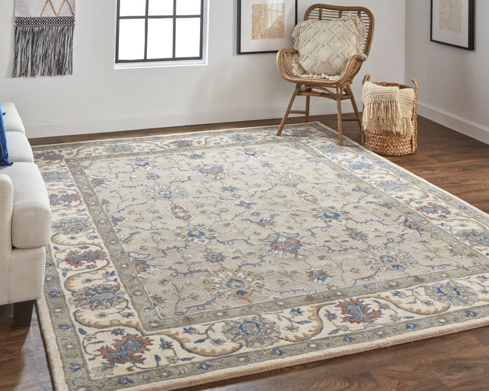Weave & Wander Mattias Persian Warm Gray/Blue Rug, 5' X 8'