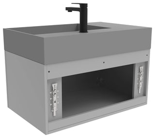 CastelloUSA Amazon 30" Right Wall Mounted Bathroom Vanity Set, Gray, Gray Top, Black Handles