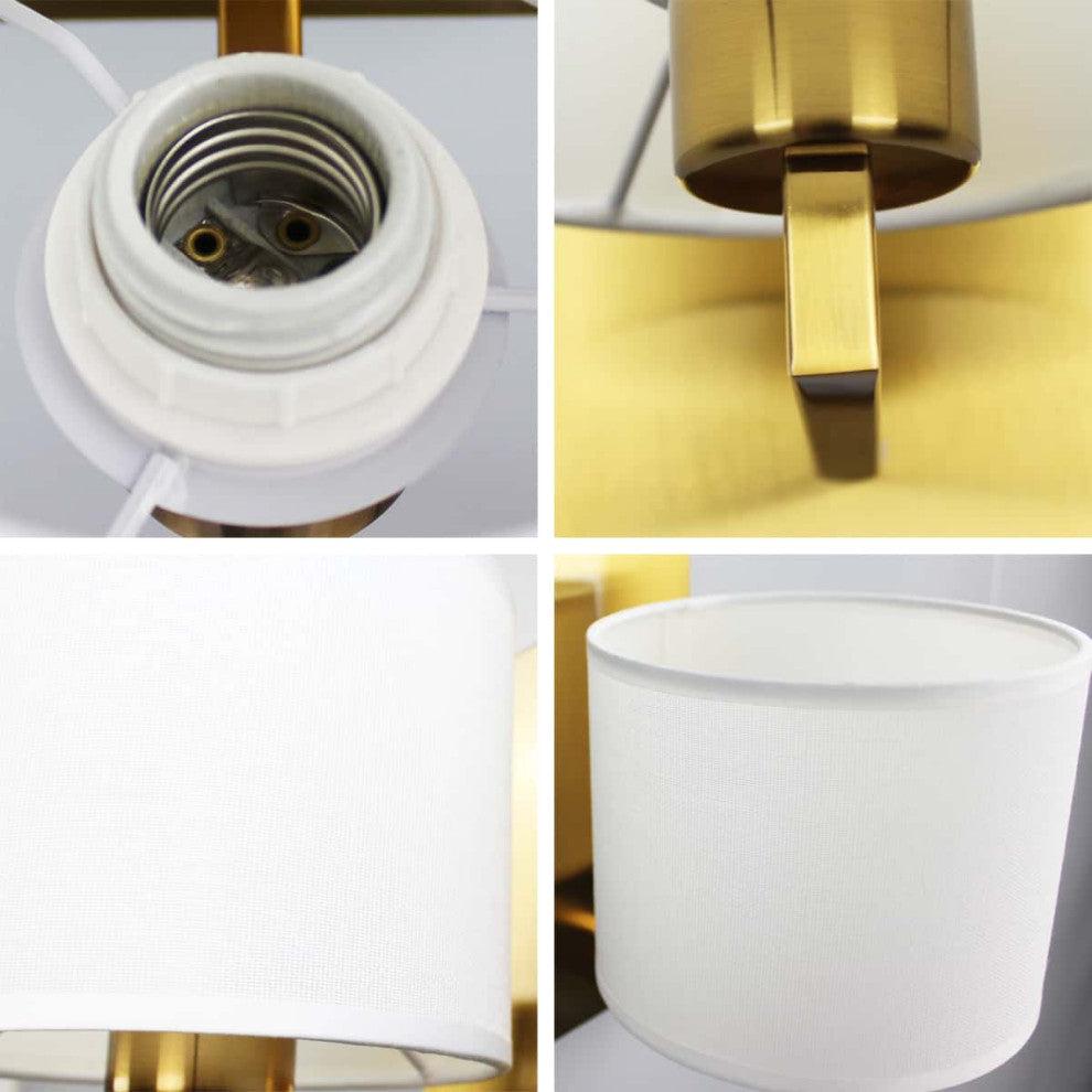 Wall Sconces Set of 2 Fabric Shade Wall Lamps, Gold