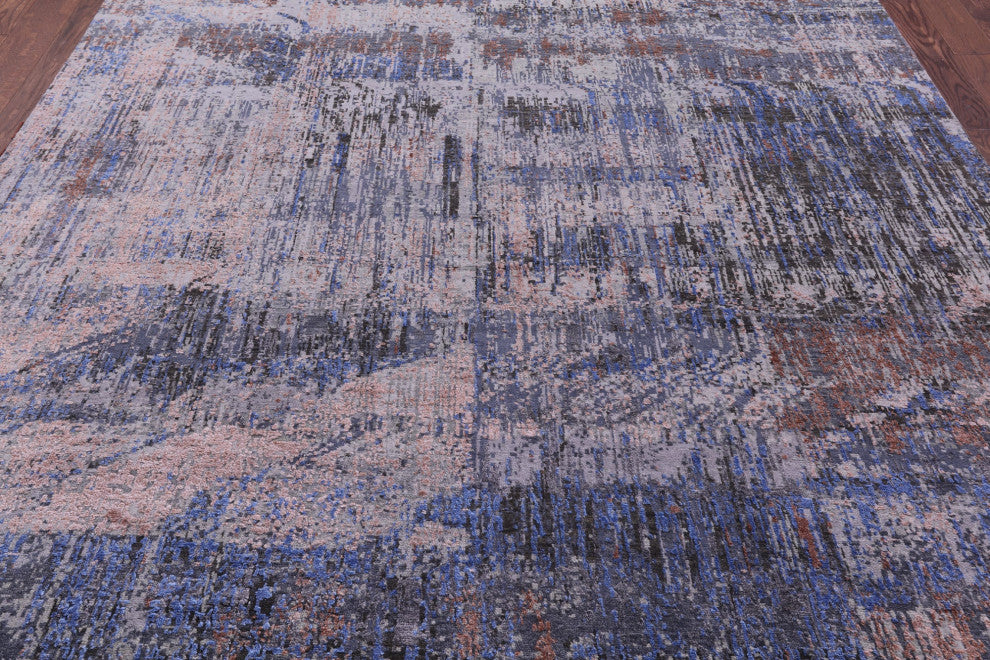7' 9" X 10' 2" Handmade Wool & Silk Abstract Rug - Q14875
