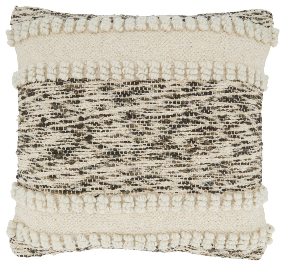 Poly-Filled Throw Pillow With Woven Textured Design