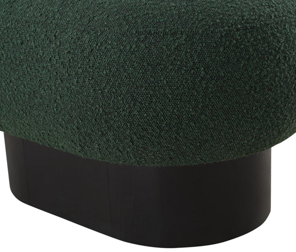 Robertson Boucle Fabric Upholstered Bench, Green, Black Finish
