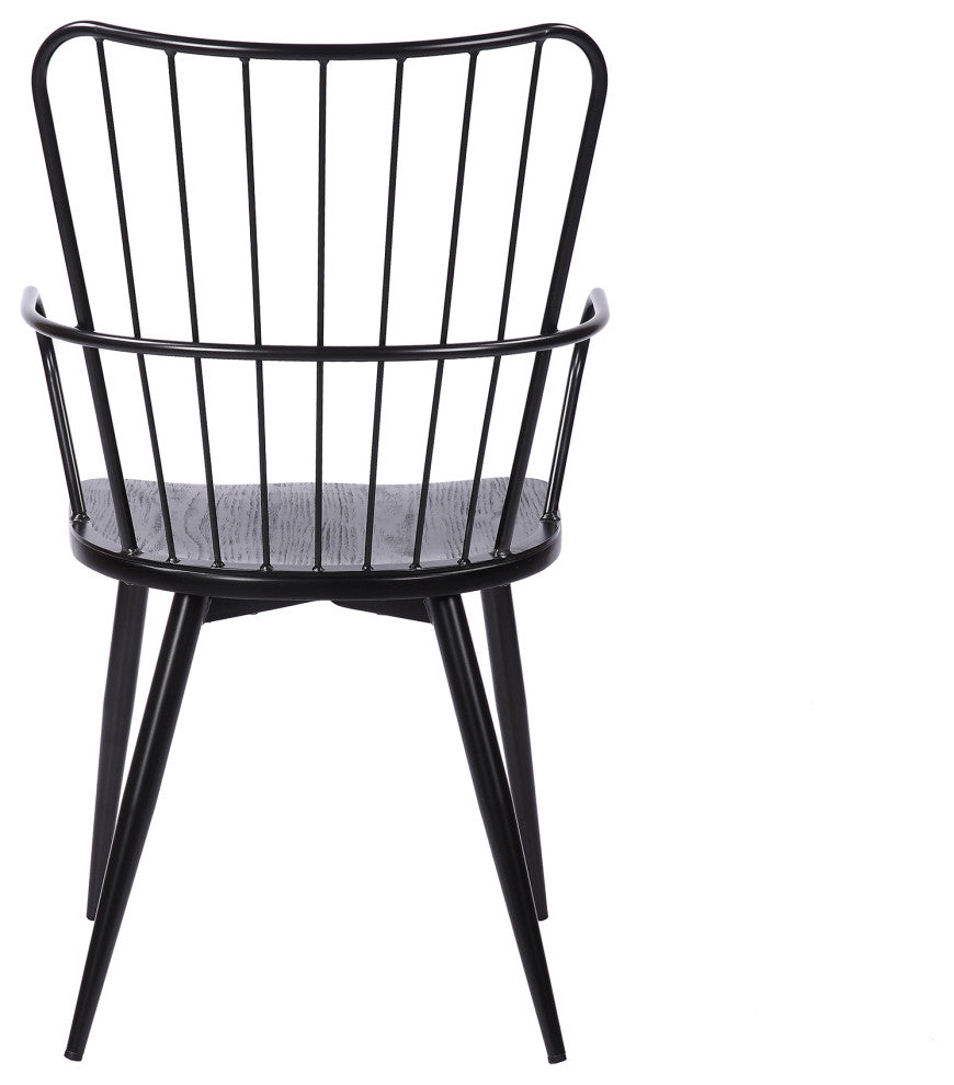 Parisa High Back Steel Chair, Black Finish and Black Brushed Wood