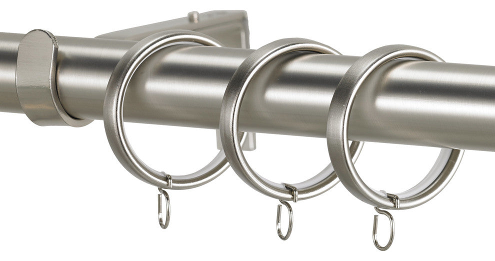Versailles Non-Telescoping Curtain Rod With Metro Rings, Stainless, 48