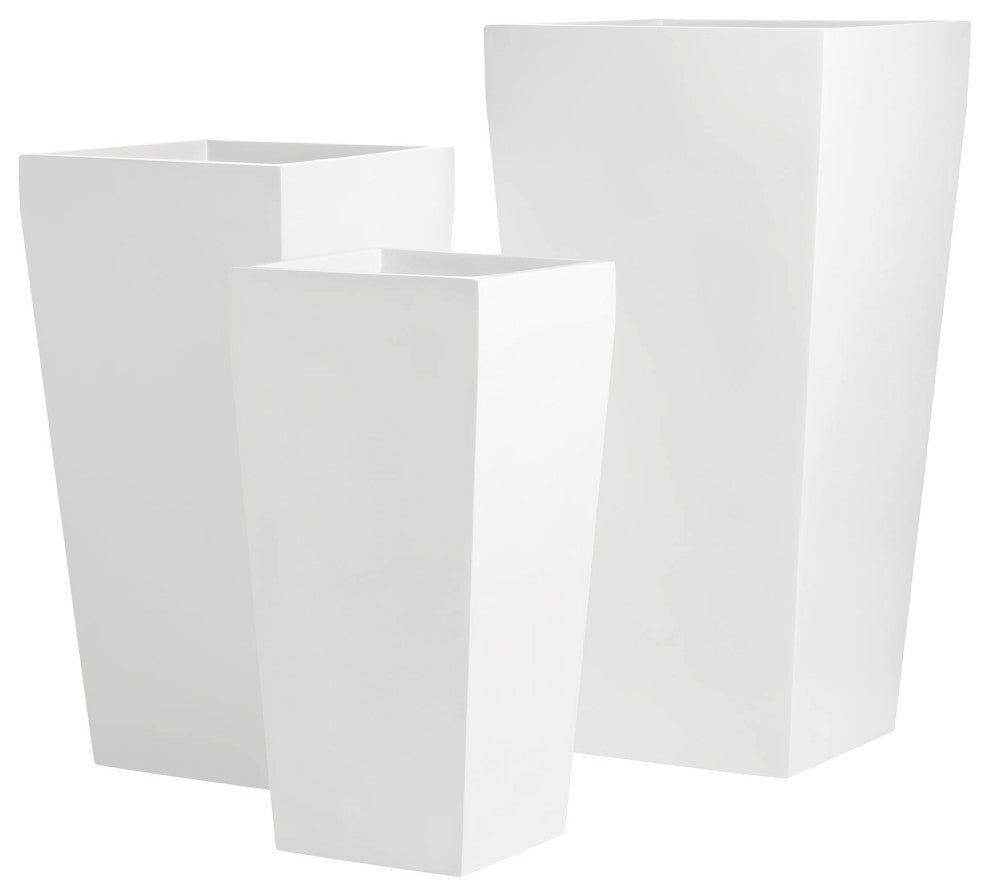 Windsor Tall Square Planter, White, 15"x15"x30"