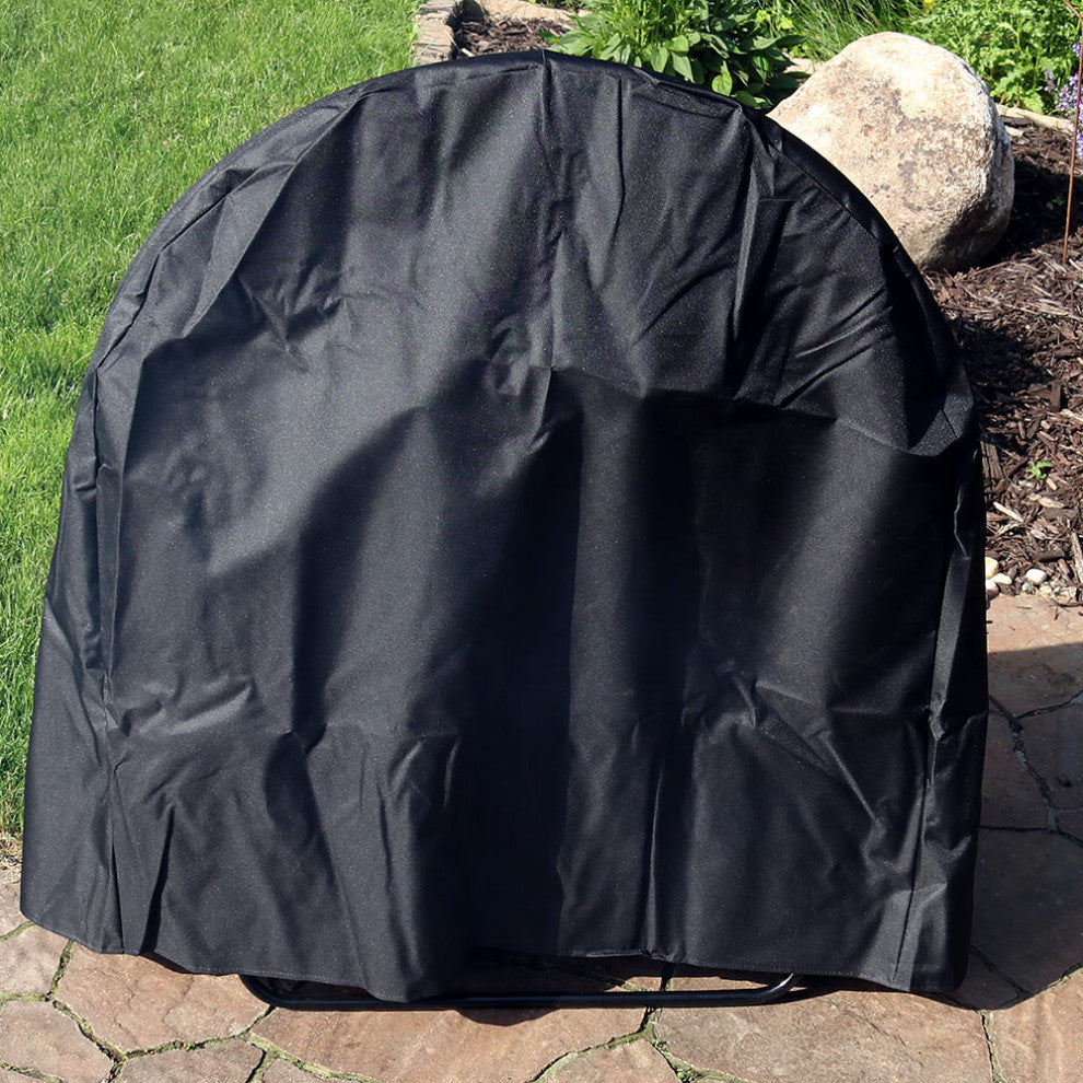 Sunnydaze Firewood Log Hoop Holder With Black Cover Outdoor Black Steel, 24"
