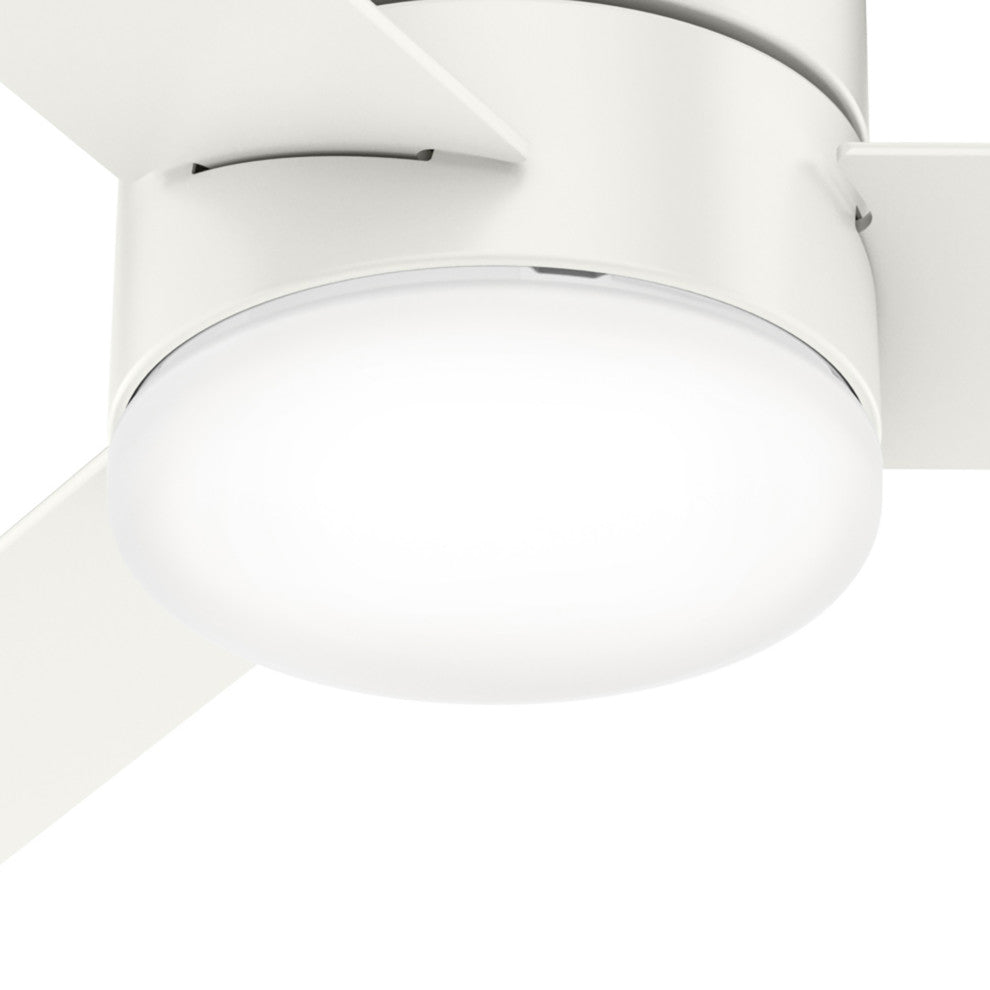 Hunter 52" Minimus Fresh White Low Profile Ceiling Fan With LED Light and Remote