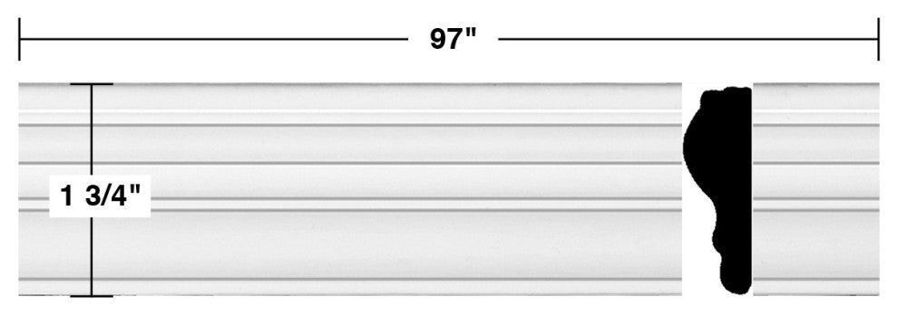 Chair Rail White Urethane Molding Railing Design 16 Pcs   1552" Length