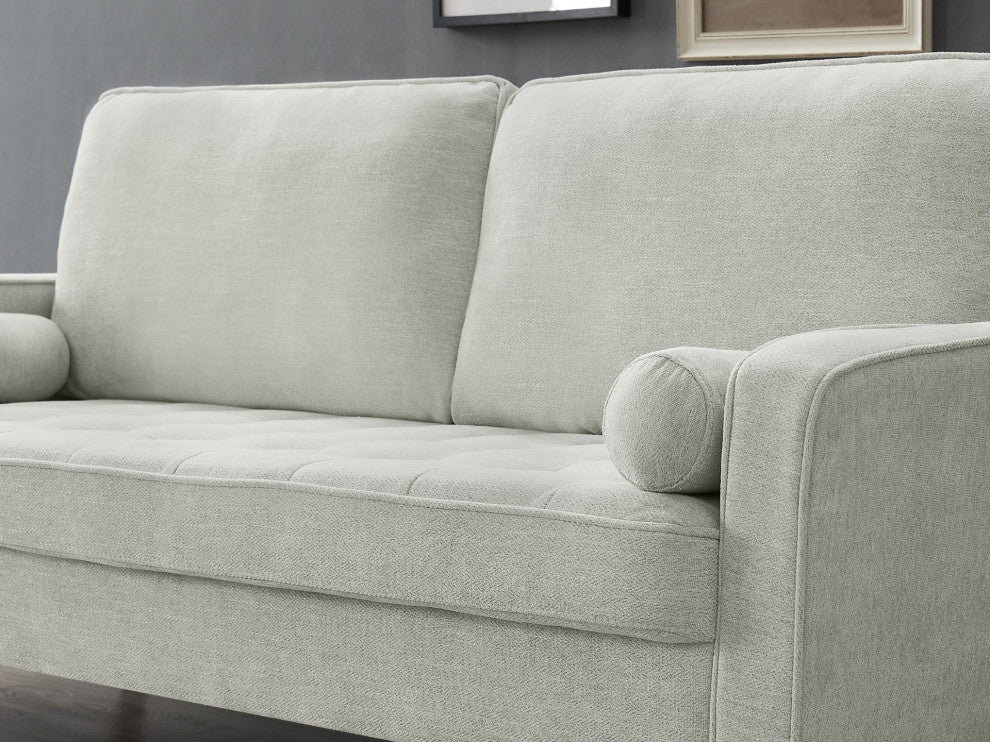 The Benard II Linen Square Arm Loveseat, Ivory White