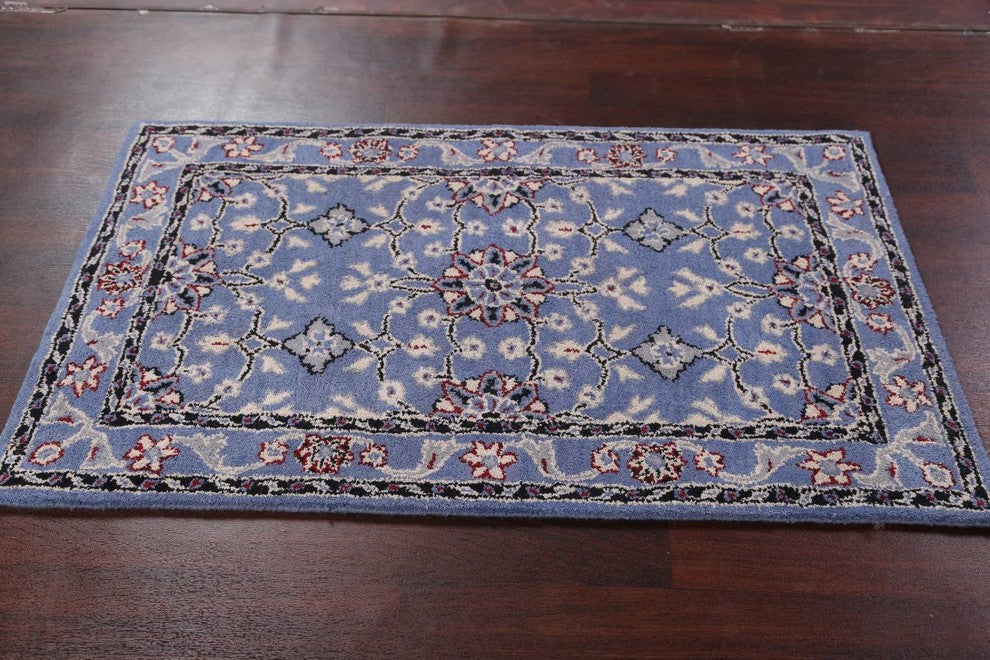 Oushak Hand Tufted Medallion Oriental Bordered Area Rug, Blue, 8x10'
