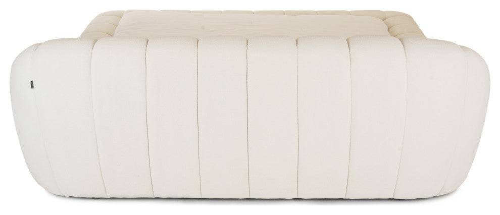 Yolonda Modern Off-White Fabric Bed, Queen